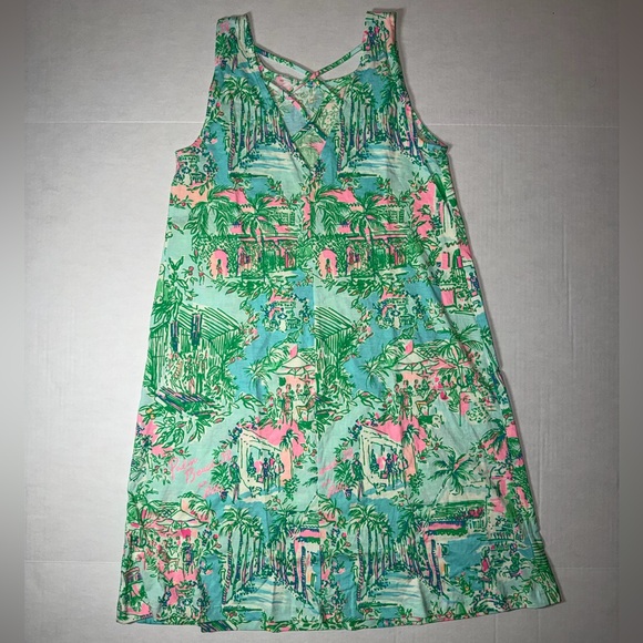 Lilly Pulitzer Green and Pink Midi Dress - Picture 4 of 4